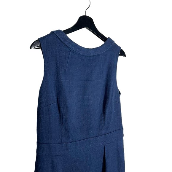 Boden Martha Navy Blue Woven Sleeveless Knee Length Sheath Dress 12 Tall - Picture 2 of 12